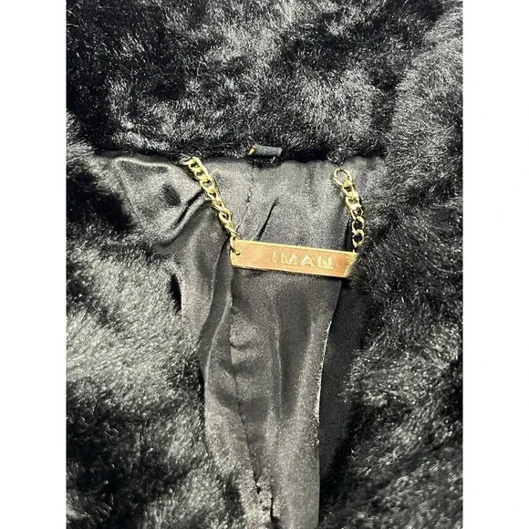 Iman Faux Fur Black Women Coat‎ Size XL - Picture 5 of 11